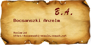 Bocsanszki Anzelm névjegykártya
